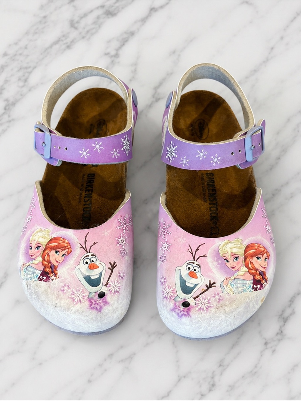 Birkenstock Kids Frozen Elsa Anna Olaf Clogs Sandals Purple Pink EU 31